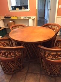 Classic Mexican pigskin equipale set with 4 chairs