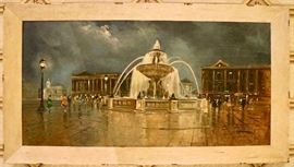 Original Oil on Canvas, Place De La Concord, Paris