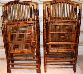 Four Bamboo Folding Chairs