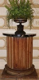 Antique Column Cabinet (pair) & Tole Painted Urn