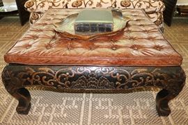 Tufted Leather top Ottomon