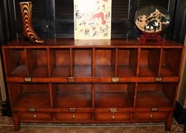 Leather Wrapped Organizational Shelf Unit
