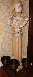 Plaster Bust & Column Pedestal