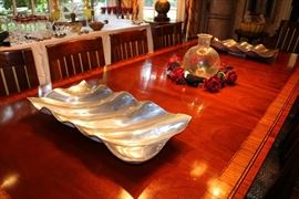 Inlaid & Banded Double Pedestal Mahogany Banquet Table