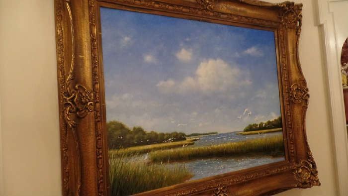 one of many original oil paintings,,,Coastal scene framed 5' x 4' $3,600