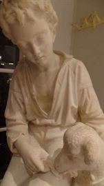 boy with goat on marble base 6'4" high... statue only 41" high 15" wide 23" deep 