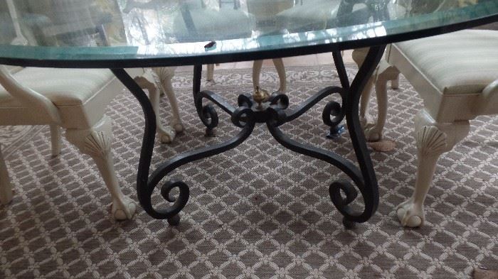 Baker cast iron table base with 54" glass
