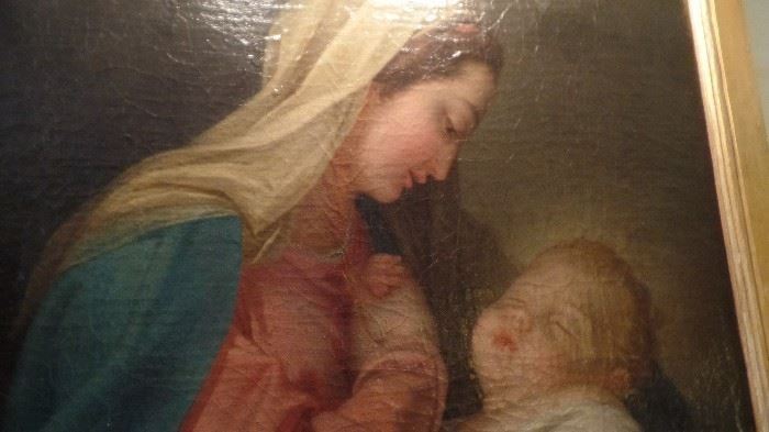 18 C. oil painting madonna and child..$8.900