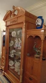 19thC display restored cabinet with lights..7' long x 8' high $7,500