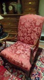 pair rose color arm chairs $900 pair