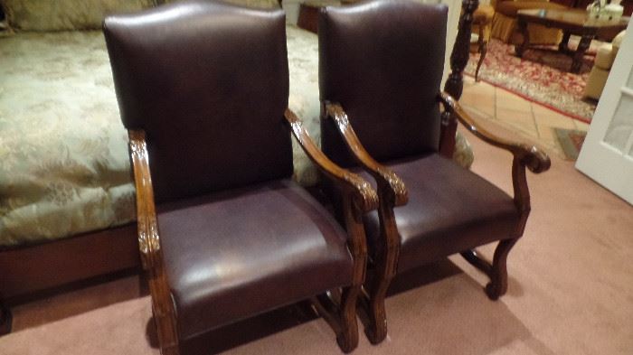 Pair leather arm chairs $800 pair