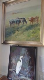 original oil's "Cows in Field"  40 x40  $595.00  ...20 x 24 Blue Herring  $475 