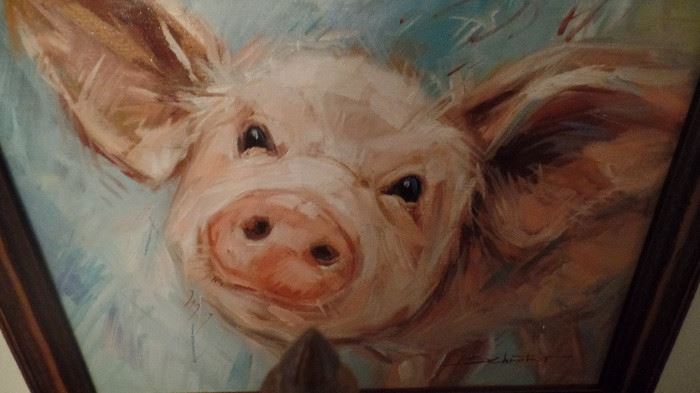 16 x 14 oil painting of pig...$ 325.00