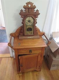 Gingerbread Clock and Small Commode with side Towel Racks