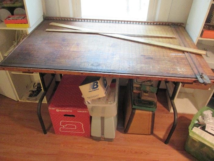 Old Sewing Table - Five Sewing Machines