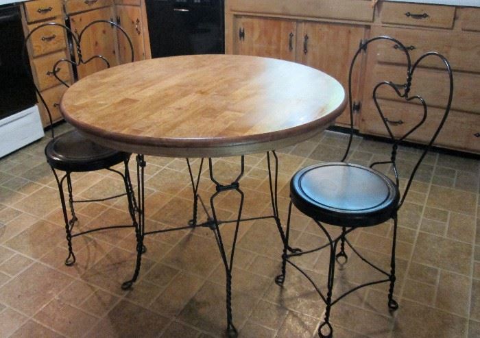 Vintage Ice Cream Parlor Set (original table top in box) Round Table & Pair of Chairs