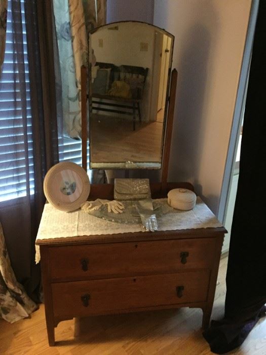 Antique children's dresser with mirror