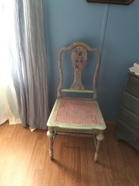 Hand Painted chair with cane webbing seat