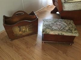 Magazine rack, foot stool