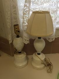 Milk glass lamps