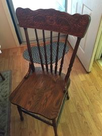 Oak dining table chair (note engraving)
