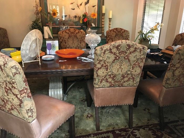 Solid Wood dining room table and 8 chairs with two leaves 