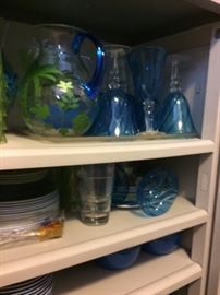 new plastic glasses and pitchers, plates , bowls 