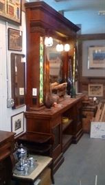 1906 Mahogany bar back with stained glass lights from Greensboro NC