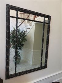 Black & gold accent bamboo framed mirror