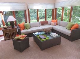 Crate & Barrel all weather sectional sofa & tables