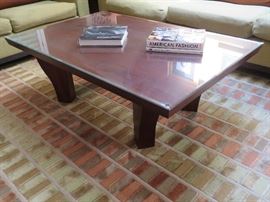 Custom solid wood coffee table w/glass top (36x56x19)