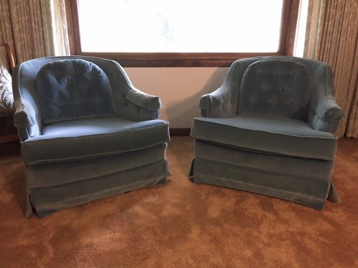 Two blue club chairs.  Excellent condition.
