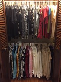Hugh selection of women's clothing including blazers, jackets, suits, slacks, skirts, and blouses.  Very good condition.  Most worn only a few times.  Some with tags still.