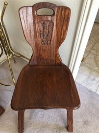 A Brandt Ranch oak 4 chairs, with cactus carving on the back