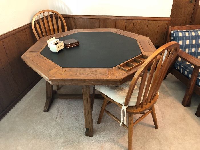 Ranch Oak game table with 2 chairs