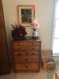 Ranch Oak Chest with matching Knee hole desk with chair made in FW by A Brandt