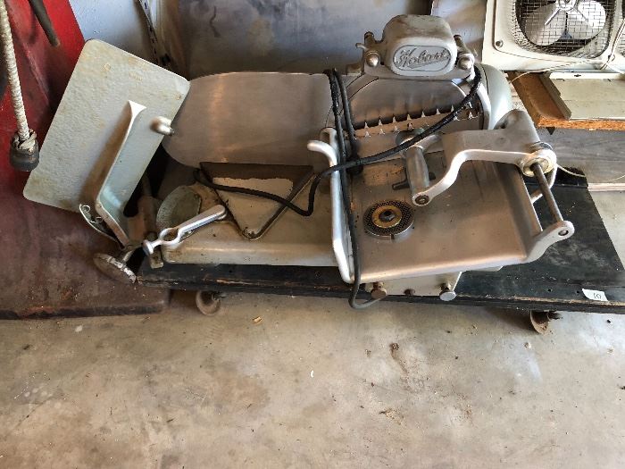 1950's Hobart meat slicer with attachments