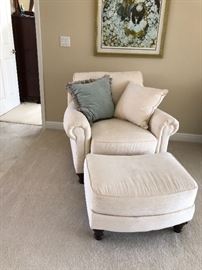 OVERSIZED CHAIR & OTTOMAM WITH NEUTRAL FABRIC .......COMFY! 