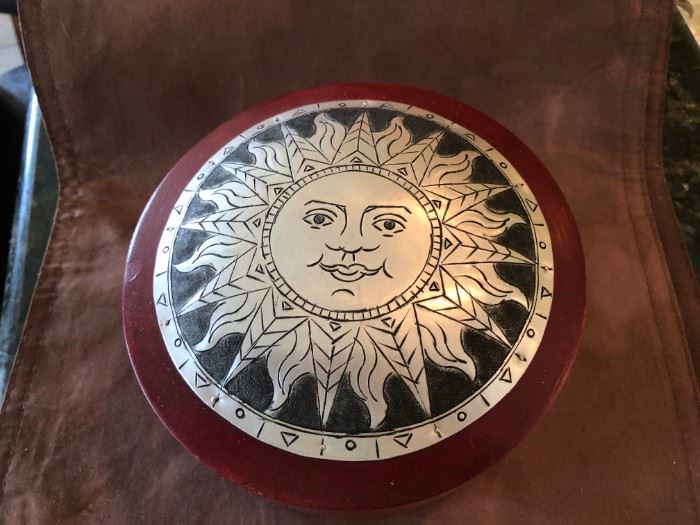 SUN CARVED WOODEN BOX