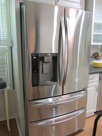 Amazing Like New LG Linear Compression 4 Door French Door Stainless Refrigerator!!