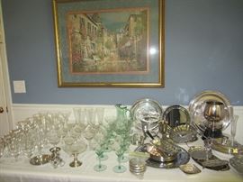 Crystal, silverplate, artwork, more