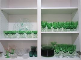 Morganstown Golf Ball Stem Emerald Green stemware, depression glass, more