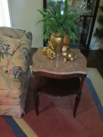 Marble top side table, more