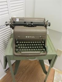 Vintage Royal typewriter and table