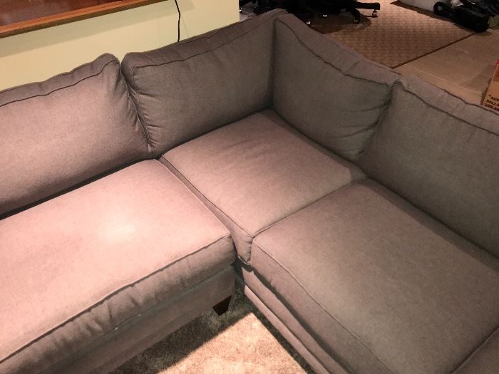 Large upholstered sofa in gray by Rowe Furniture