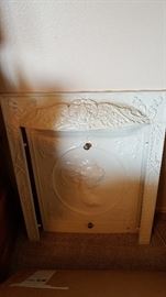Old metal fireplace, oven cover