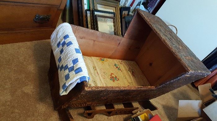 Antique  wooden baby cradle