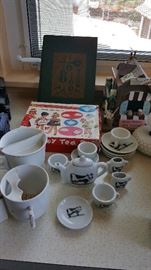 CHILDREN'S TEA SETS, SALESMAN SAMPLE FURNITURE