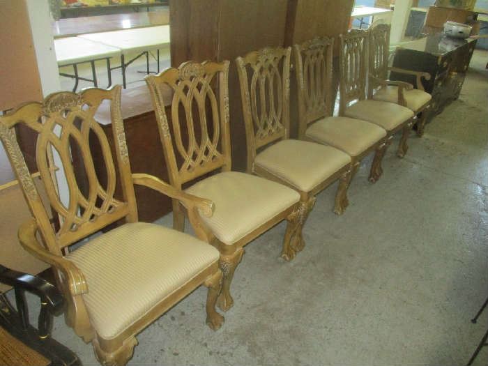 Set of 6 ball-and-claw dining room chairs