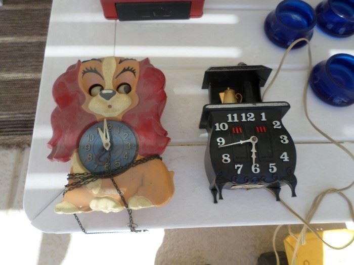 Vintage Clocks: Lady  from Lady & the Tramp,Pot Bellied Stove
